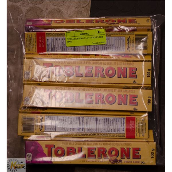 TOBLERONE BAG LOT 10 BARS PER BAG