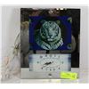 Image 1 : WHITE TIGER MIRRORED WALL CLOCK, 10 X 11