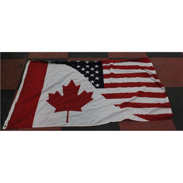 USA & CANADA COMBINED FLAG, APPROX 3FT X 5FT