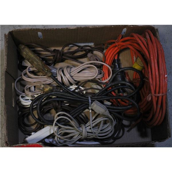 BOX OF ASSORTED EXTENSION CORDS