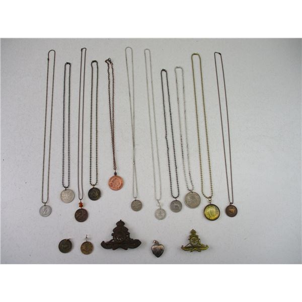 ASSORTED CAP BADGES AND COINS LOT