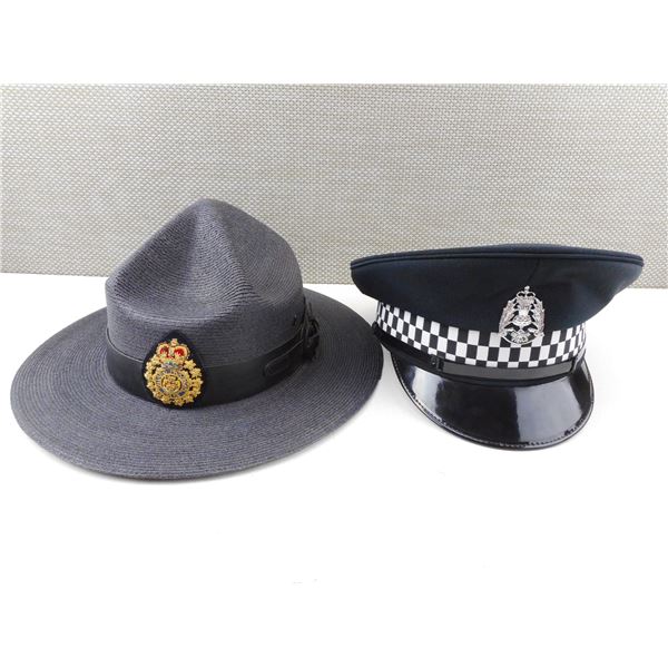 POLICE HAT LOT WITH BADGES