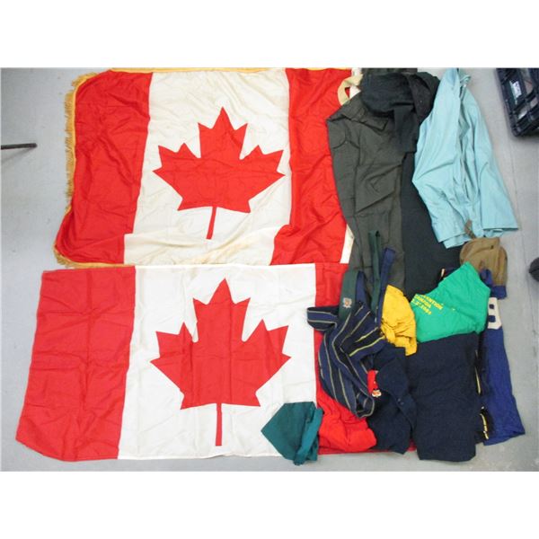 ASSORTED CLOTHING/ FLAGS LOT