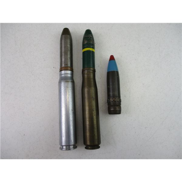 ASSORTED INERT 20MM CANNON ROUNDS.