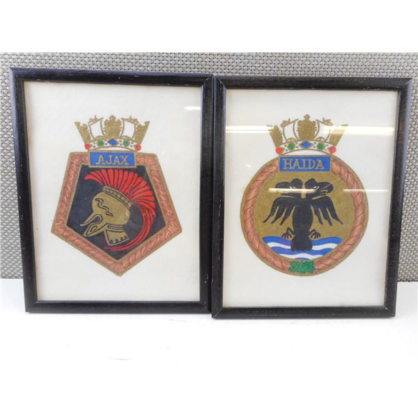 PAIR OF FRAMED RCN CRESTS.