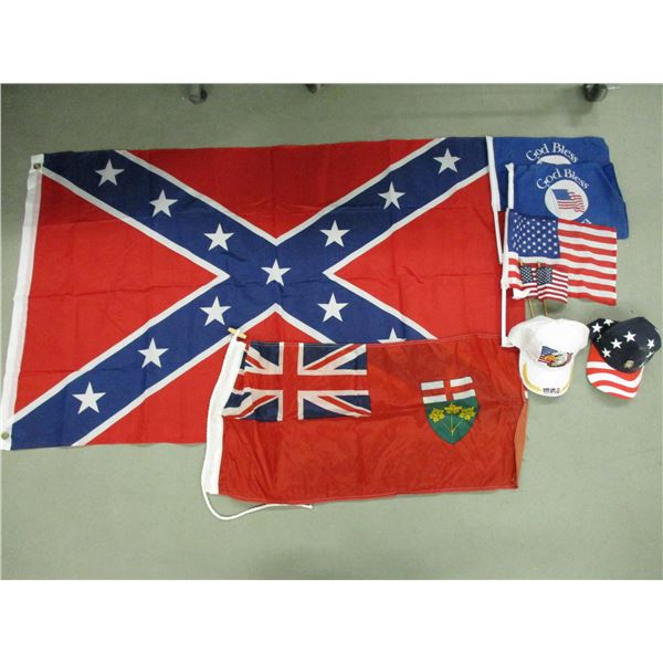 ASSORTED FLAGS AND HATS LOT