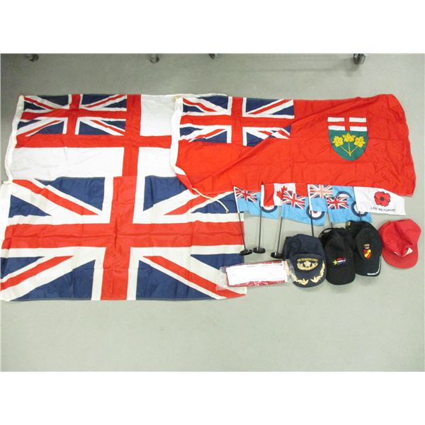 ASSORTED FLAGS AND HATS LOT
