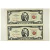 Image 1 : 2-1963 $2 RED SEAL US NOTES CRISP UNC CONSECUTIVE