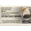 Image 3 : 2016 AMERICAN SILVER EAGLE NGC MS70 1ST RELEASES