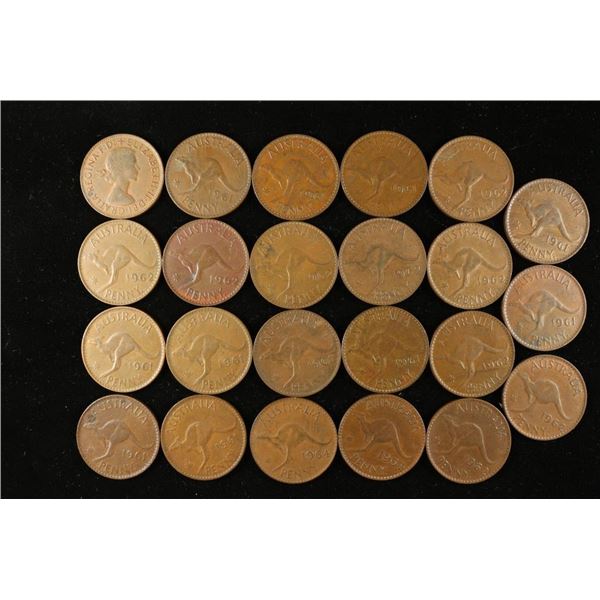 23 ASSORTED 1961-1964 AUSTRALIA LARGE CENTS