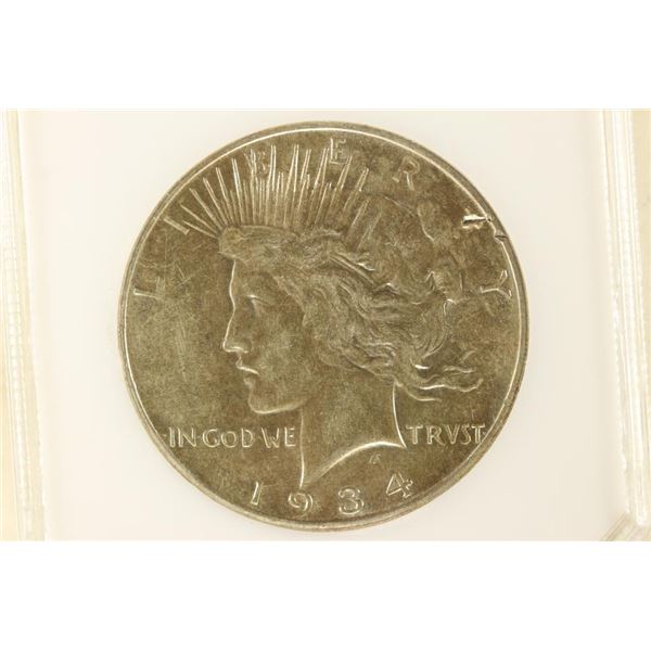 1934-S PEACE SILVER DOLLAR KEY DATE AU50