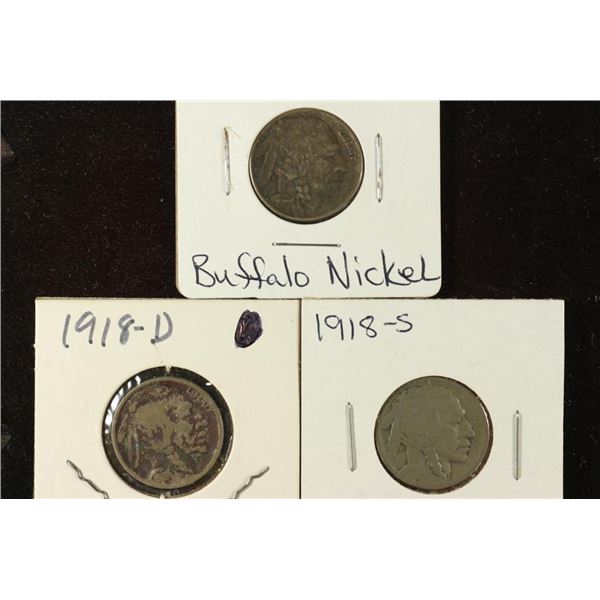 1918-P/D/S BUFFALO NICKELS 1918-P EXTRA FINE,