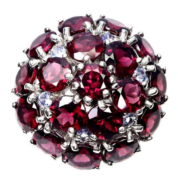 Natural Rhodolite Garnet & Tanzanite Ring