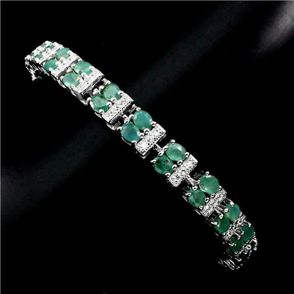 Natural 4x3mm Top Rich Green Emerald Bracelet