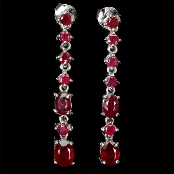 Natural Red Ruby Earrings