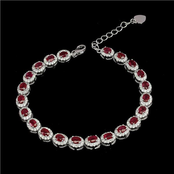 Natural Stunning Oval Red Ruby Bracelet