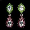 Image 1 : Natural Aquamarine Ch-Diopside Rhodolite Earrings