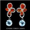Image 1 : Natural  Orange Fire Opal & Topaz Earrings