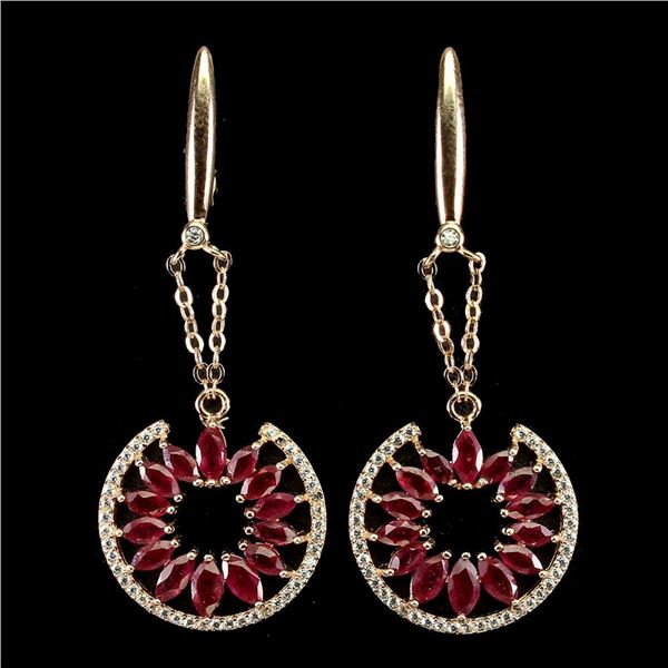Natural Stunning Marquise Red Ruby Earrings
