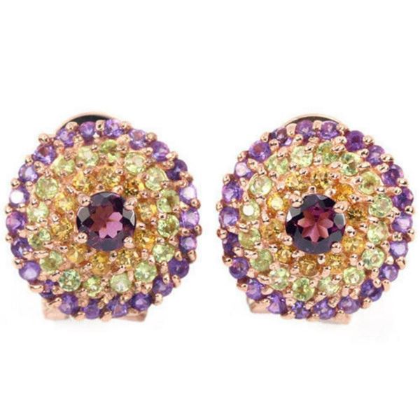 NATURAL RH-GARNET AMETHYST PERIDOT  CITRINE Earrings