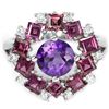 Image 1 : NATURAL AMETHYST, RHODOLITE GARNET Ring