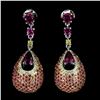 Image 1 : Natural Rhodolite Garnet  & Sapphire Earrings