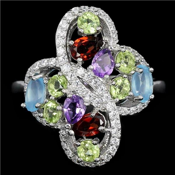 Natural Multi Gemstone Ring