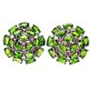 Image 1 : Natural Chrome Diopside & Rhodolite Garnet Earrings