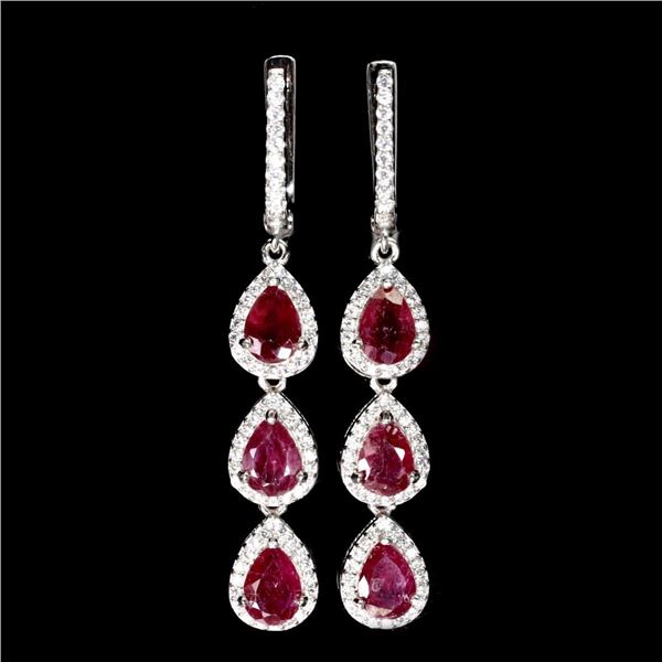 Natural Stunning Red Ruby Earrings