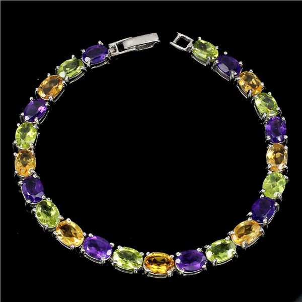 Natural  Amethyst Citrine Peridot Bracelet