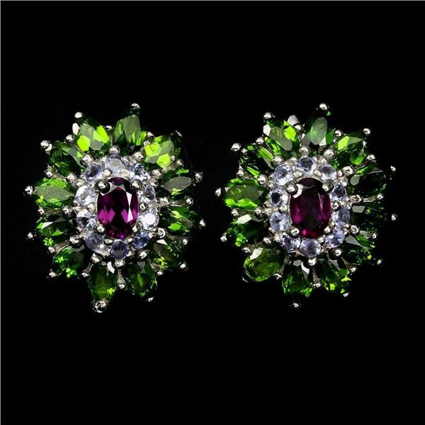 Natural  Rhodolite Garnet Chrome Diopside Tanzanite