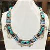 Image 1 : Tibet Natural Stone Turquoise & Lapiz Lazuli Necklace