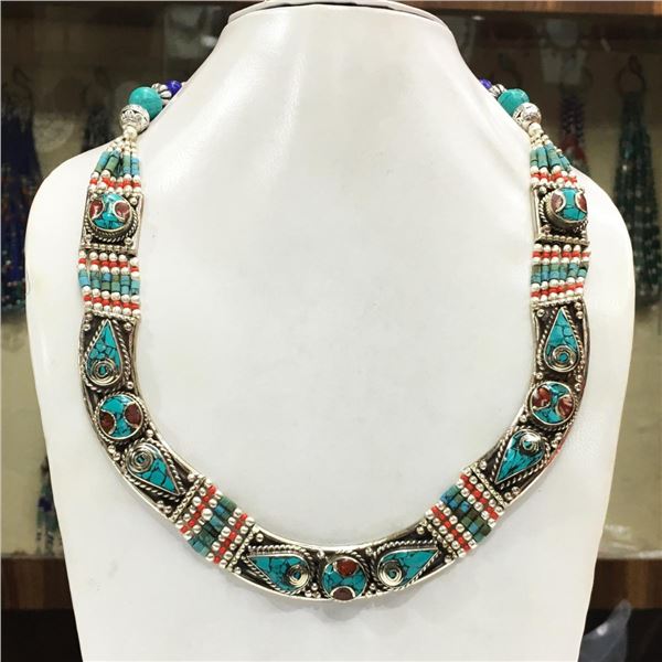 Tibet Natural Stone Tribal Queen Royal Necklace