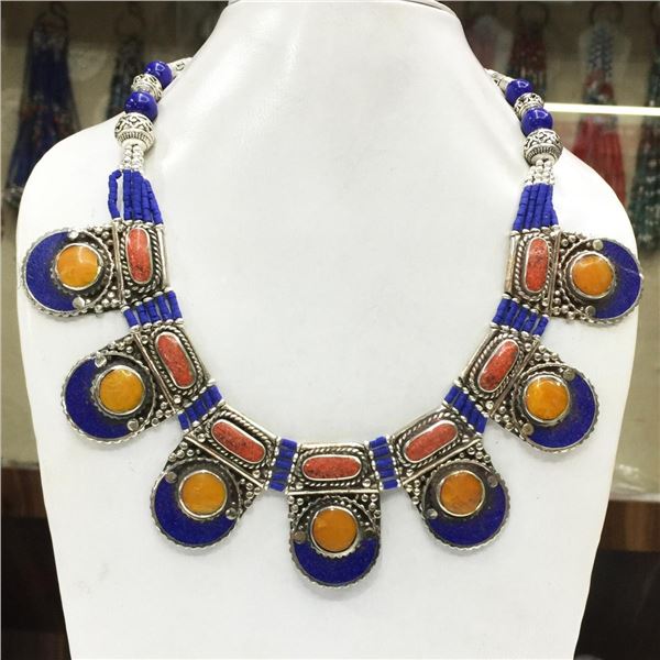 Tibet Natural Stone Tribal Queen Royal Necklace