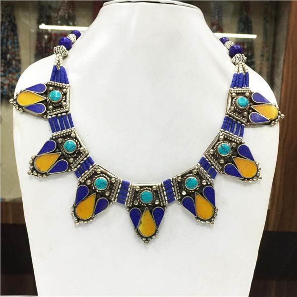 Tibet Natural Stone Tribal Queen Royal Necklace