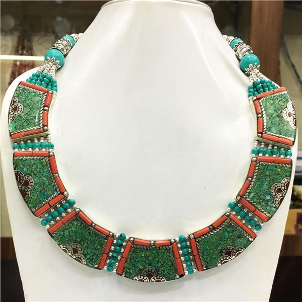 Tibet Natural Stone Tribal Queen Royal Necklace