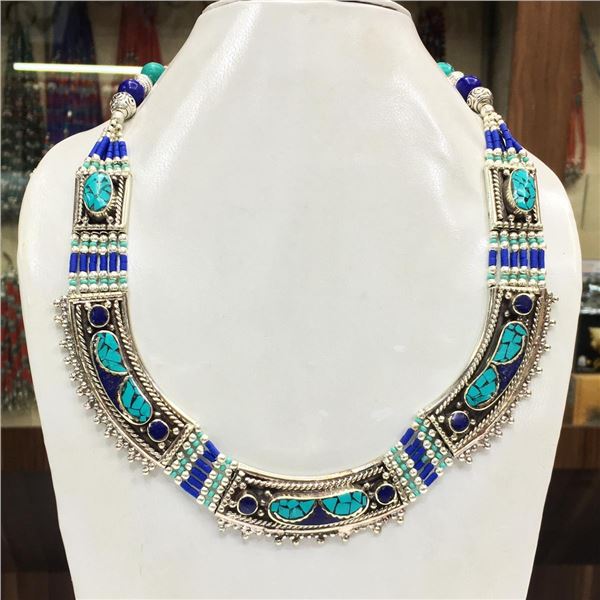 Tibet Natural Stone Tribal Queen Royal Necklace