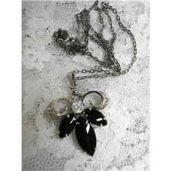 40's Sterling & Hematite Pendant w/Chain #1847112