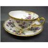 Image 1 : FOOTED GOLD GILT CUP and SAUCER - VIOLETS #1847129