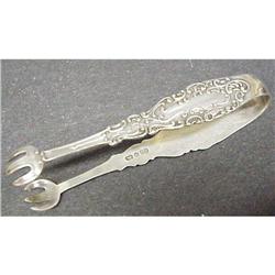 VICTORIAN  EMBOSSED STERLING SUGAR TONGS #1847144