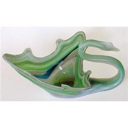 Large Green Swirled Murano Glass Swan #1847608