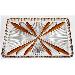 Czech Crystal & Amber Pressed Glass Vanity Tray#1847609