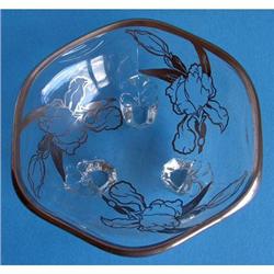 Silver Overlay Iris or Orchid Footed Crystal #1847660