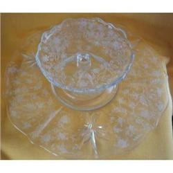 Fostoria 2 Piece Etched Chintz #338 Cheese and #1848223