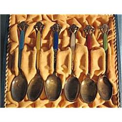 Demitasse Spoons with Inlaid Enamel-Norway #1848238
