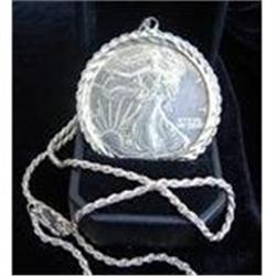 Silver Dollar Pendent Necklace #1848305