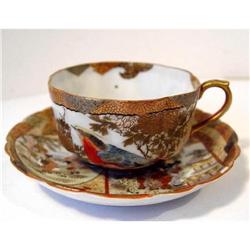 1900s Japanese Tea Cup & Saucer Geishas bird #1861682