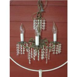 Vintage Petite Brass Crystal Chandelier #1861684