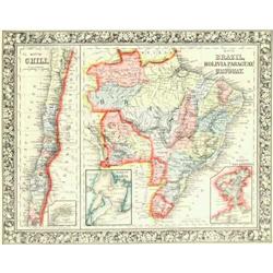 Map of Brazil, Bolivia, Paraguay, and Uruguay #1861700