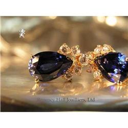 RHJ Synthetic Sapphire Earrings & CZs #1861731